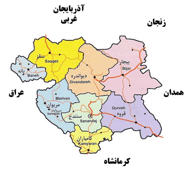 نقشه کردستان