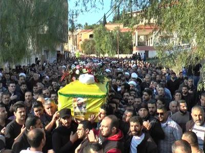 تشييع پيکر شيخ محمد خاتون از اعضاي حزب الله لبنان