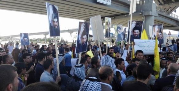 تظاهرات مردم نجف در حمايت از بسيج مردمي عراق و حزب الله لبنان