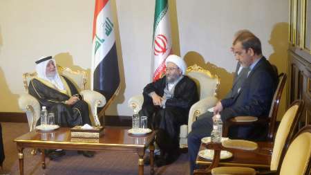  آية الله لاريجاني يلتقي رئيس ديوان الوقف السني في العراق