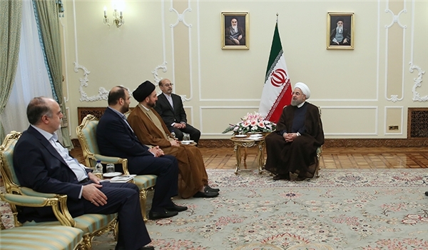 مستقبلا السيد عمار الحكيم والوفد المرافق له الرئيس روحاني: 