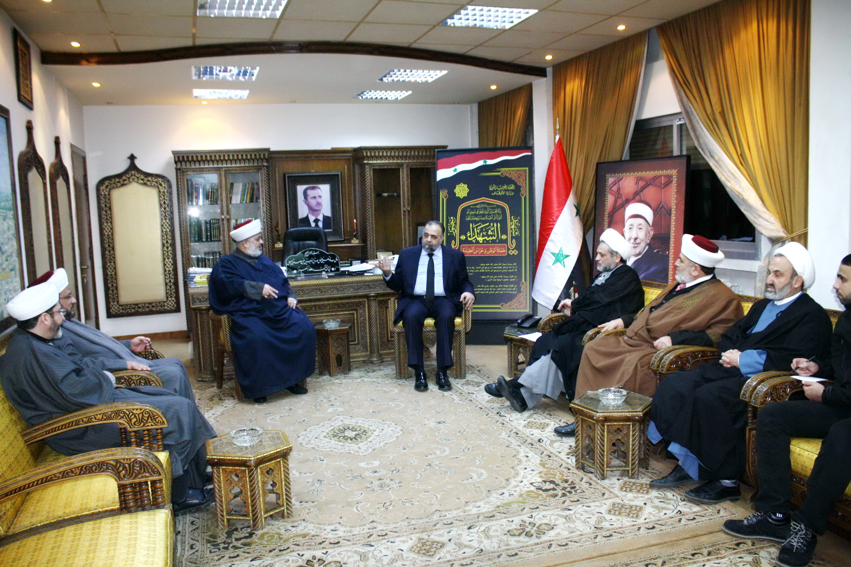 وفد من تجمع العلماء المسلمين التقى وزير الأوقاف السوري  