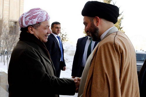 السيد عمار الحكيم، مع رئيس الحزب الديمقراطي الكردستاني مسعود بارزاني 