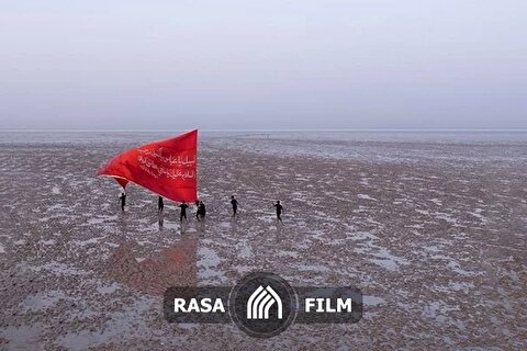 صحنه‌ای زیبا از پیاده روی یک زائر به سمت کربلا