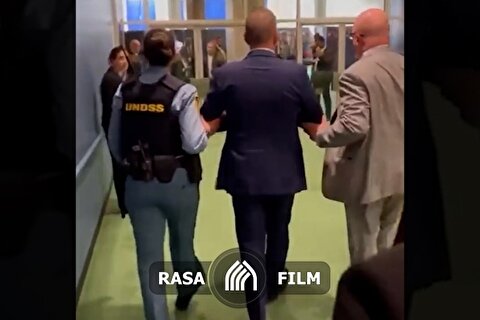 نماینده رژیم صهیونیستی از صحن سازمان ملل اخراج شد