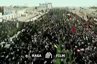 تصاویر هوایی از حضور مردم قم در تشییع پیکر شهدای خدمت