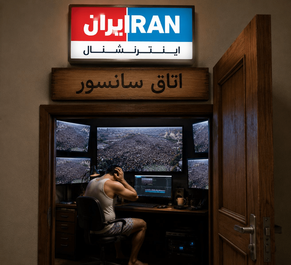 گیجی خبری اینترنشنال در برابر تشییع میلیونی پیکر رهبر شهید