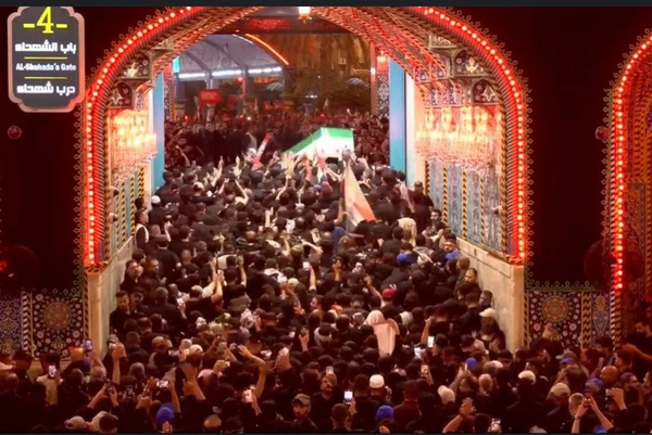 م/ پایان مراسم 7 ساعته تشییع پیکر رهبر شهید انقلاب در کربلا