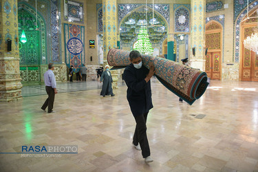 غبارروبی مسجد مقدس جمکران در آستانه ماه مبارک رمضان