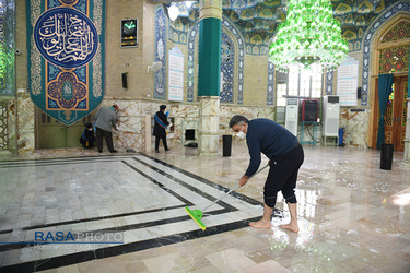 غبارروبی مسجد مقدس جمکران در آستانه ماه مبارک رمضان