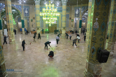 غبارروبی مسجد مقدس جمکران در آستانه ماه مبارک رمضان